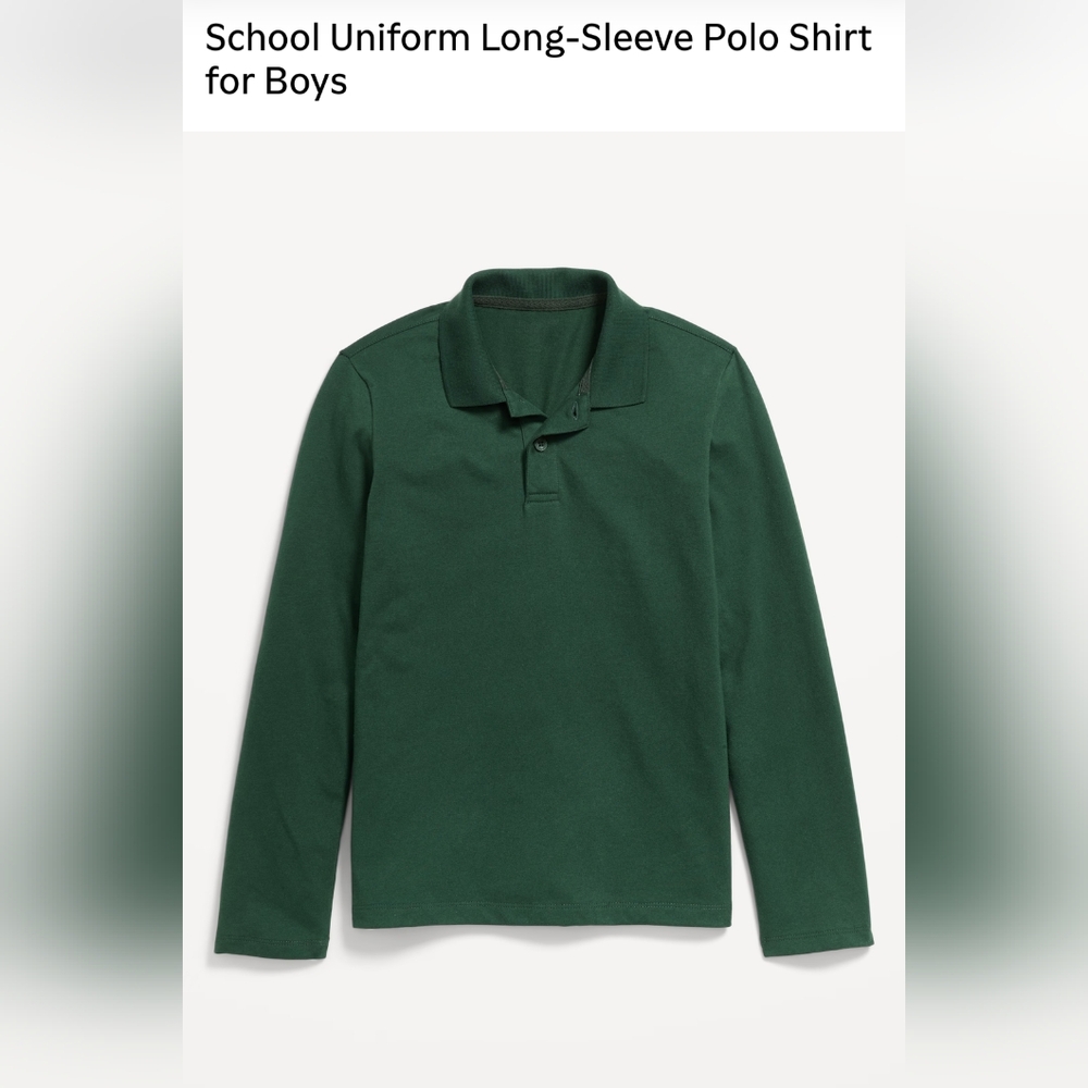Old Navy Cotton Dark Green Long-Sleeve Polo Shirt School Uniform for Boys